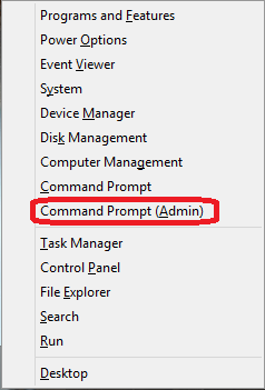 Windows 8 Quick Access Menu, Commmand Prompt Admin